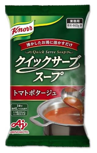 パッケージ個数:1・完熟トマトを使用したスープです。・沸かしたお湯で溶かすだけで、素早く大量のスープが出来上がります。・お湯1Lあたり:製品115gを溶かしてお召あがりください。・お湯150mLあたり:製品約18gを溶かしてお召あがりください。(1杯分)商品紹介 完熟トマトを使用したスープです。 沸かしたお湯で溶かすだけで、素早く大量のスープが出来上がります。 原材料・成分 トマトパウダー(国内製造、スペイン製造)、でん粉、クリーミングパウダー、デキストリン、砂糖、チーズ、食塩、食用加工油脂、全粉乳、こんぶエキス、酵母エキス、オニオン、香辛料、うきみ(パセリ)/調味料(アミノ酸等)、(一部に小麦・乳成分・大豆を含む) 使用方法 お湯150mLあたり:製品約18gを溶かしてお召あがりください。(1杯分)