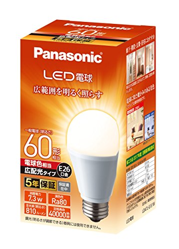 乐天商城 - パナソニック LED電球 口金直径26mm 電球60W形相当 電球色相当(7.3W) 一般電球・広配光タイプ 1個入り 密閉形器具対応 LDA7
