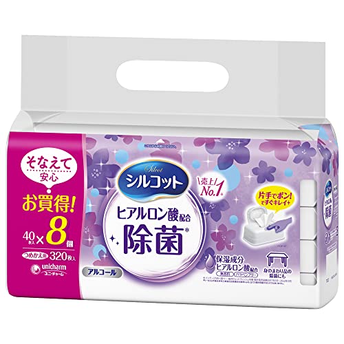 -/320枚(40枚×8)/4903111412280・PatternName:320枚(40枚×8)・パッケージ個数:1・内容量: 320枚(40枚×8)・身の回り用・詰替え用・アルコールタイプ・シートサイズ: 巾135mm×長さ190mm身の回り品の除菌や手指の汚れ落としにも使える。アルコールタイプの除菌ウェットティッシュです。●肌触りのよい「厚手やわらかシート」採用。●お買得な詰め替えパック。