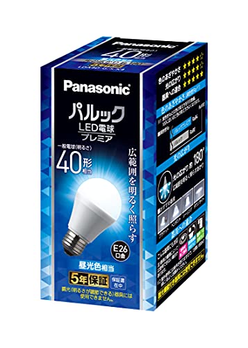 パナソニック パルック LED電球 【プレミア】 口金直径26mm 40W形相当 昼光色 シリカ電球同サイズ 断熱..