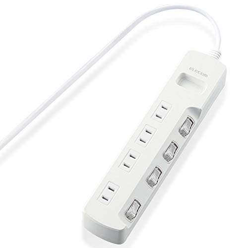 エレコム 電源タップ 個別スイッチ 省エネ ほこり防止シャッター付き スイングプラグ 4個口 1m ホワイト T-E6A-2410WH