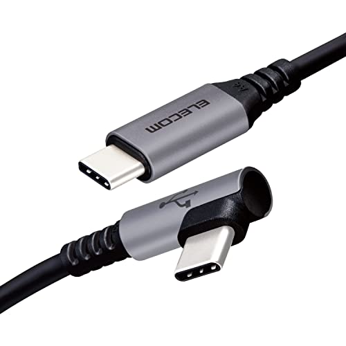 エレコム USB Type-C ケーブル PD (C to C) L字コネクタ 抗菌・抗ウイルス 1.2m ブラック 【iPhone 16 ..