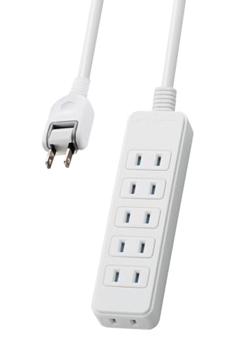 エレコム 電源タップ ほこり防止シャッター付き 配線しやすい180°スイングプラグ 6個口 2m ホワイト T-ST02-22620WH