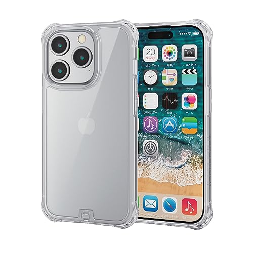 樂天商城 - エレコム iPhone15 Pro ケース ZEROSHOCK 透明 耐衝撃 四つ角ダンパー 衝撃吸収フィルム付き ストラップホール付き クリア