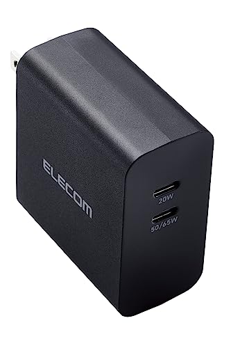 エレコム 充電器 Type-C 2ポート 70W USB PD対応 GaN採用 【 iPhone/iPad/Macbook Air/Window