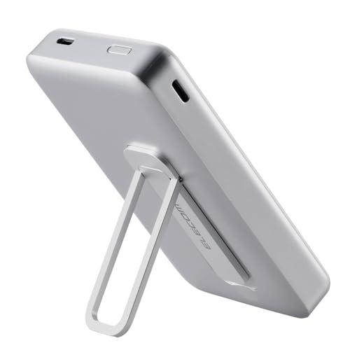 エレコム モバイルバッテリー 10000mAh ワイヤレス マグネット式 スタンド付き 2ポート Type-C 20W (有線) ホワイト DE