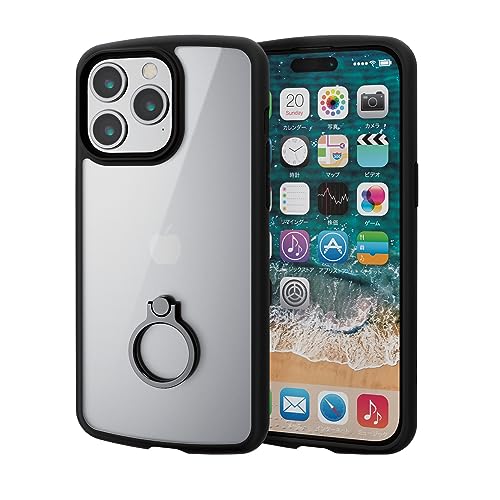 Rakuten - エレコム iPhone15 Pro Max ケース TOUGH SLIM LITE リング付き 耐衝撃 衝撃吸収 薄型 軽量 ストラップシート付