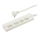 オーム電機 電源タップ 節電タップ 雷ガード 4個口 1m ランプ付き個別スイッチ 感電防止シャッター付きコンセント ホワイト HS-TPK41