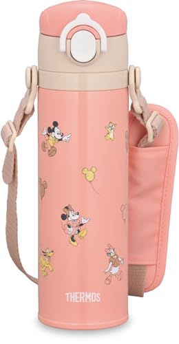 サーモス 水筒 真空断熱キッズケータイマグ 500ml ミニー ポップピンク 取りはずしできるストラップ 肩に優しいショルダーパット付き 子供用