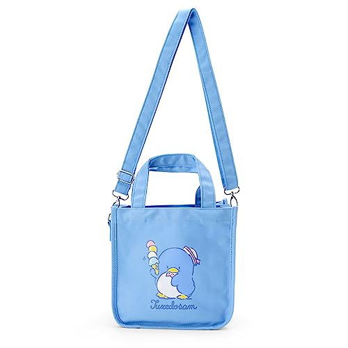 タキシードサムブルー/1個 (x 1)/070017・Style:タキシードサム・本体サイズ：約21.5×15×21.5cm持ち手の長さ:約28cmショルダー紐の長さ:約72-135cm。主な材料・原料：綿、スチール・ショルダー紐は取り外し可能。内側:ファスナーポケット1、中仕切り1モデル身長:162cm。・(C)1979 2023 SANRIO CO. LTD.(P)商品紹介 お出かけを楽しくするおしゃれ小物。デイリーユースにぴったりなしっかり帆布製。見た目よりも収納力があって使いやすさバツグン。 安全警告 洗濯はお避けください。／小さな部品がありますので誤って飲み込まないように注意してください。／生地表面にでている濃色の毛玉は、生地特性（ネップヤーン）による風合いです。／【濃色の場合】濃色のため色落ちすることがあります。特に水濡れや摩擦にはご注意ください。