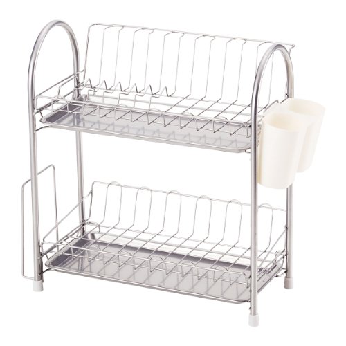 和平フレイズ(Wahei freiz) 鉄 水切りかご プロンジュ 2段 スリム 粉体塗装 カトラリーポケット まな板ホルダー PM-9016