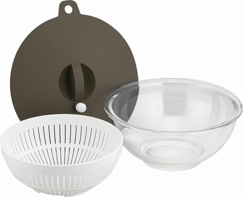 和平フレイズ 電子レンジOK 耐熱ガラス ボウル&ざる セット 18cm 蓋付 時短 調理 レシピ付 マジカリーノ RE-7268