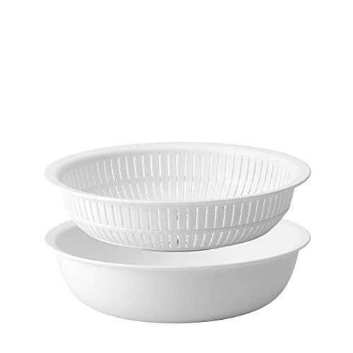 ライクイット (like-it) ざる ボウル 電子レンジ対応 Colander&Bowl 米とぎにも使える ザルとボール ホワイト 浅型 日本