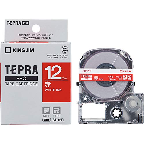樂天商城 - キングジム 【純正】 テプラPROテープカートリッジ カラーラベル(ビビット) 12mm 赤ラベル/白文字 長さ8m SD12R