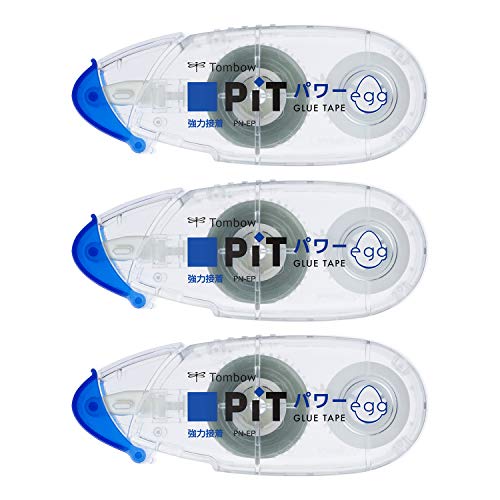 トンボ鉛筆 テープのり 強粘着 PiT パワーエッグ (使い切りタイプ) 6mm×6m 3個 HPA-313 (PN-EP×3)