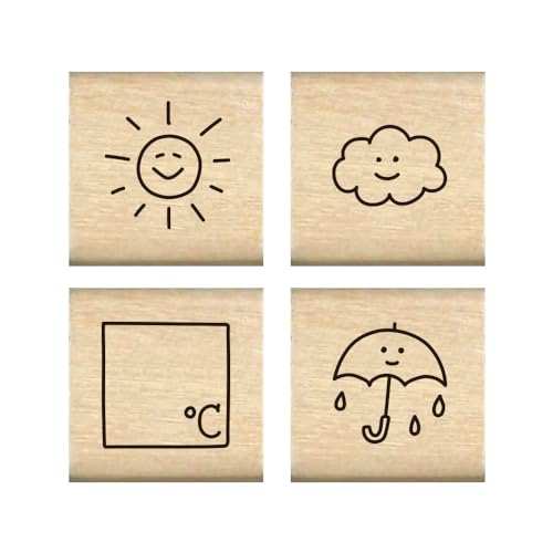 樂天商城 - こどものかお スタンプ #手帳はんこ部 天気/4Pセット 0409-019