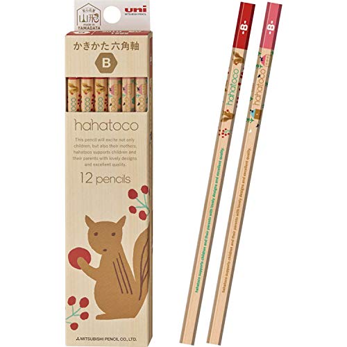三菱鉛筆 かきかた鉛筆 ハハトコ 木軸 HT02 B リス&家 1ダースK5621B