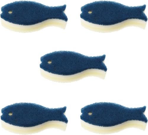 マーナ (marna) おさかなスポンジ 5個セット (スポンジ 食器洗い / 3層構造) キッチンスポンジ 食器用スポンジ 台所用スポンジ (