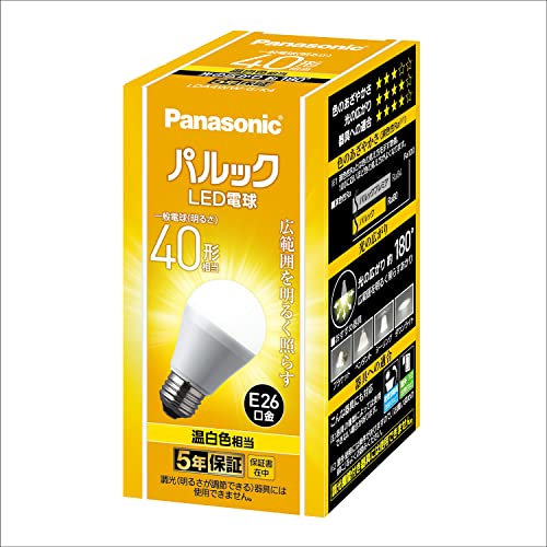 パナソニック LED電球 口金直径26mm 電球40形相当 温白色相当(4.4W) 一般電球 広範...