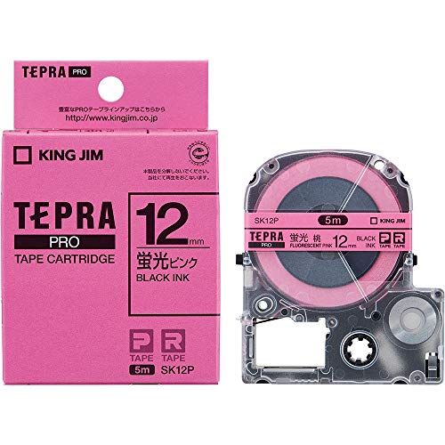 樂天商城 - 【純正】 キングジム(Kingjim) テプラPROテープカートリッジ カラーラベル(蛍光色) 12mm 蛍光ピンク/黒文字 長さ5m SK12