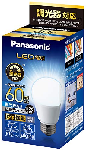 樂天商城 - パナソニック LED電球 口金直径26mm 電球60形相当 昼光色相当(7.3W) 一般電球 広配光タイプ 調光器対応 密閉器具対応 LDA7D