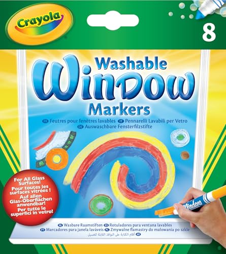 クレヨラ 窓に描けるマーカーペン 8色 水で落とせる窓用ペン window markers 588165 品