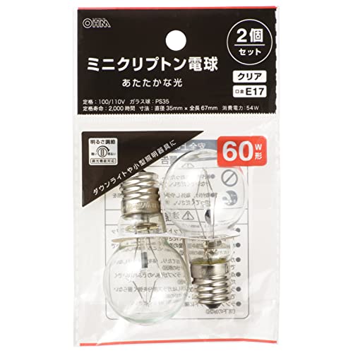 (OHM) ŵ ߥ˥ץȥŵ E17 60W Ĵǽб Ǯŵ ꥢ 2ĥå LB-PS3554C-2PN 06...