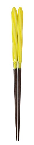 アオバ 箸 天然木 あめ玉ネジリ 黄 23cm