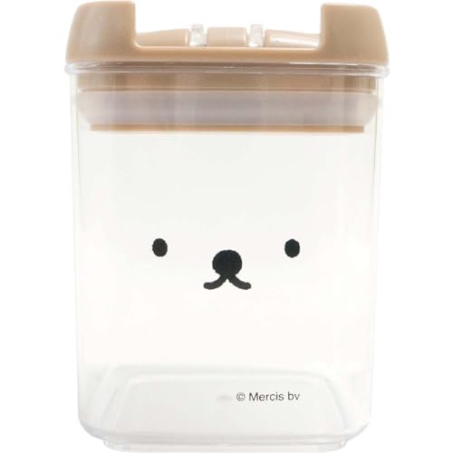 オカトー boris ボリス 保存容器 キャニスター 270ml 顔だけボリス レバーを倒すだけで簡単ロック 中身が見やすいクリア容器 幅7.5
