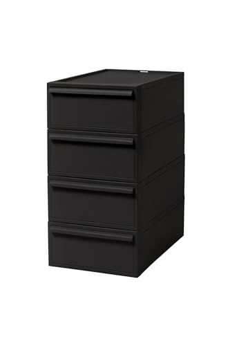 ライクイット (like-it) 収納ボックス クローゼットシステム 引出し (S) 4個組 オールブラック CS-D1 4P 奥行き52cm