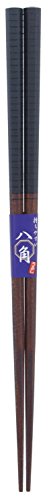 イシダ 日本製 箸 八角 ライン 木製 (天然木) 漆 先角 23cm 黒