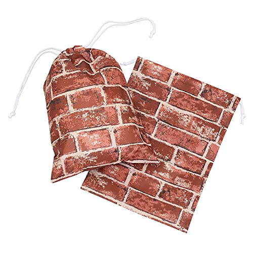 アストロ 巾着袋 ブラウン レンガ柄 2枚組 ポリエステル 撥水加工 洗える 巾着バッグ シューズケース ..