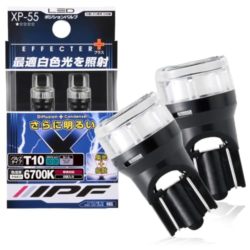 IPF ポジションランプ LED 車用 T10 60lm 6700K ホワイト 12V用 2本入 車検対応 全反射レンズ採用 照射角300° 集