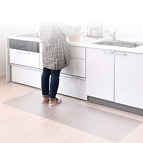 山善(YAMAZEN) キッチンマット 透明 クリア 拭ける 傷防止 シート 60×180cm 1.5mm厚 (はさみでカットできる/床暖房対応