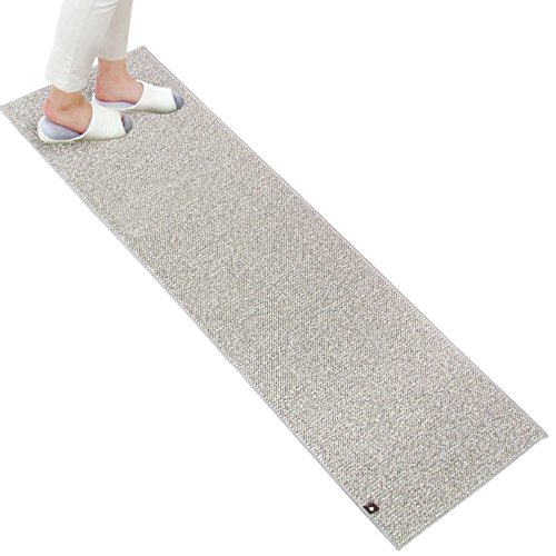 乐天商城 - オカ(OKA) PLYS base (プリスベイス) キッチンマット 約 45 cm × 180 cm グレー (日本製 洗える モダン シンプ