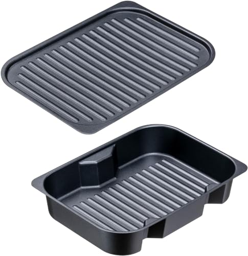 イシガキ グリルパン ブラック 約幅18×奥行24.5 グリル名人+ 深型プレート 波型プレート セット レシピ付き オーブントースター 魚焼き