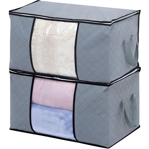 アストロ 活性炭消臭 羽毛布団 衣類収納ケース 2個組 活性炭のチカラで消臭保管 持ち手付きで持ち運び..