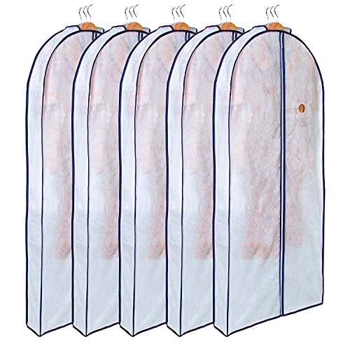 アストロ 衣類カバー 幅広マチ付きで厚手衣類対応 ロングサイズ 5枚組 吊り下げたまま使えるゆったりシワになりにくいマチ付き洋服カバー 通気性の