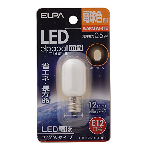 26 mm Cfl - エルパ (ELPA) LEDナツメ形 LED電球 照明 E12 100V 0.5W 電球色 屋内用 LDT1L-G-E12-G101