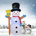 クリスマス 光る 雪だるま カボチャ サンタクロース ジンジャーブレッドマン 幽霊 LED付き 膨張式 クリスマス飾り ハロウィーン クリスマス装飾品 ハロウィーン飾り (雪だるま箒持ち)