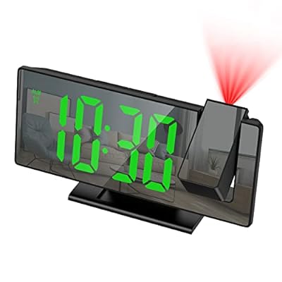 デジタルLED時計 投影時計 目覚まし時計 置き時計 卓上時計 180度回転天井/壁投影 温度表示 12/24時間表示 日付表示 6レベル明るさ調整 調光可能 7.6インチ大画面 アラーム機能 ミラー画面 自…