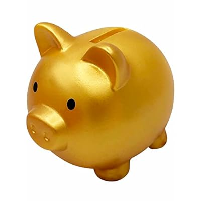 貯金箱 豚 500円玉 子供 ブタさん 割れない プレゼント RIMINA (小, ゴールド)