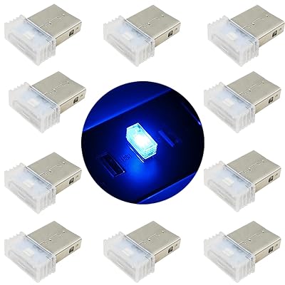 CTRICALVER 10個 USB ライト 車, USB雰囲気ライト,ミニUSBライト, 車 LEDライト 車内, 自動車雰囲気灯, 車用、ラップトップキーボードライトホームオフィス装飾ナイトランプの用（ブルー）