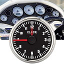 時計ゲージ、ユニバーサル0‑12アワーメーター時計計器パネルゲージは、ヨット用カーボート用の赤いバックライト付き防水車時計を表示します、52mm(ブラック)