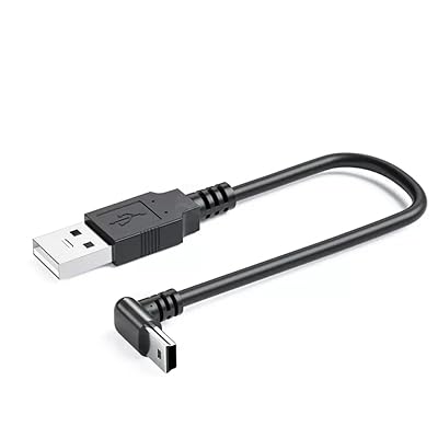 KKM-ラブショー【JCT請求書発行可能】USB 2.0 ミニケーブル USB(A)オス-USB(miniB)オス L型 上下左右90°方向変換ケーブル 金メッキ付き 高速480Mbpsのデータ転送同期リード (0.3m下L)
