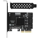 PCIe SATAカード6ポート 6 Gbps SATAコントローラー拡張カード PCI-ex4拡張カードPCIExpress3.0からSATA3.0非RAID 2Uロープロファイルブラケット