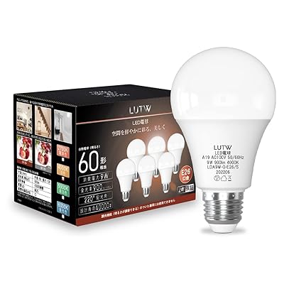 LUTW LED電球 E26口金 白色 9W 900lm 60W相当 4000K 220°広配光 高演色 密閉形器具対応 調光不可 6個入 LDA9W-G-E26/S