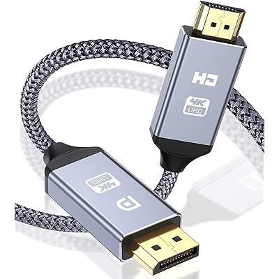 DisplayPort to HDMI ケーブル 5M, ディスプレイポート HDMI 変換ケーブル DP to HDMI 単方向伝送 オス・オス，ディスプレイポート-HDMI 変換オス・オス， Lenovo、HP、ASUS、Dellおよびその他のブ