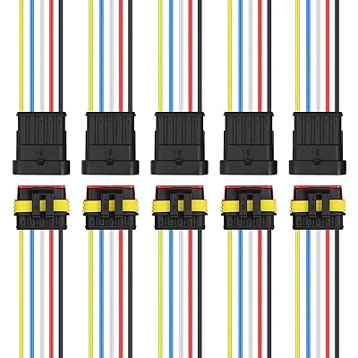 楽天Cielos楽天市場店Xiatiaosann 5個 5ピン 防水 ネクター 防水 車用 電気 コネクター 端子プラグ 自動車用コネクター 18AWGワイヤー付き オートバイ/車/ボート用