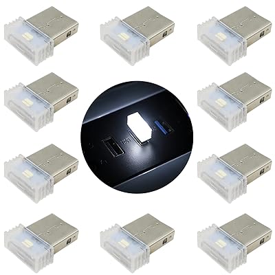 車 USBライト, CTRICALVER 10個 USB雰囲気ライト, USB ミニLEDライト, プラグイン5Vライト USB LEDライト 車内, ほとんどのUSBインターフェース車両または機器に適しています (ホワイト)